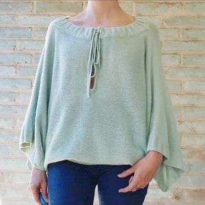 Cynthia Vincent Sweater Cashmere Silk Light Pastel Green Dolman Draped Knit